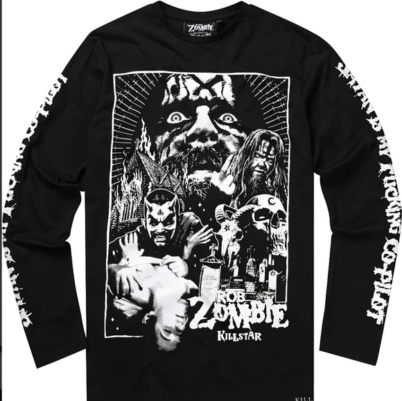 Killstar x Rob Zombie ✦ Copilot Tee ✦ 2XL Black Long Sleeve Graphic Unisex NWT - Picture 3 of 4